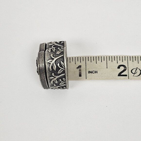 Vintage JJ Jonette Floral Heart Butterfly Brooch Pin Trinket Jewelry Box Pewter - Picture 11 of 13